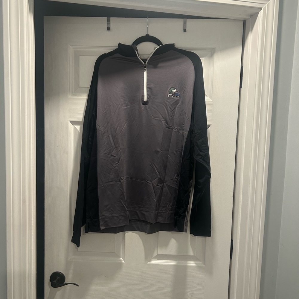 Foot Joy Quidnessett Country Club Gray and Black Quarter-Zip Golf Pullover